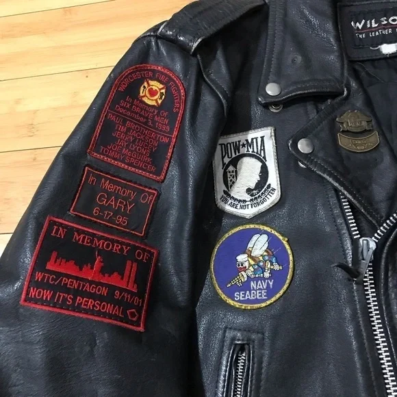 VTG Wilson’s Harley Davidson Owners Group Patches Leather Jacket - Picture 4 of 13